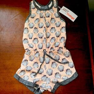 Miki Miette Grey Vintage Seashell Romper 18m NWT